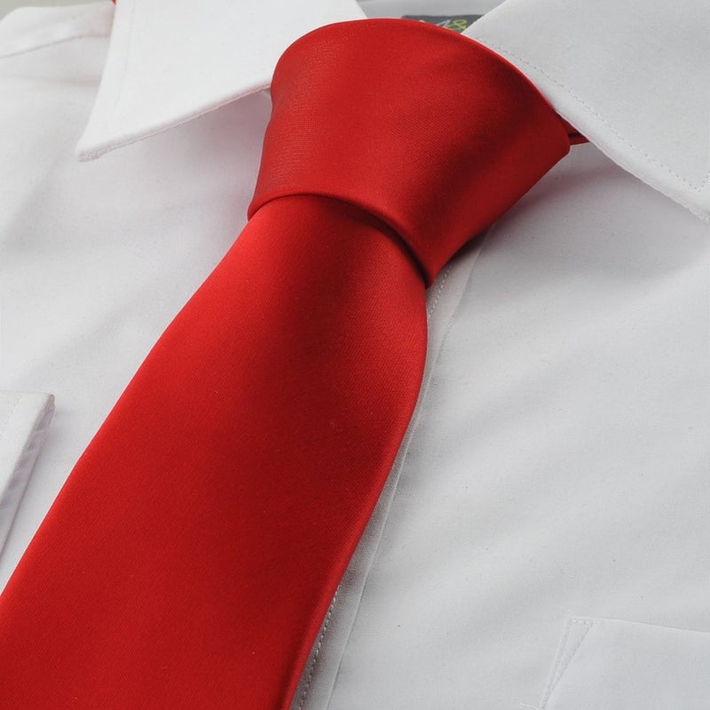 KissTies Mens 63'' Extra Long Tie Red Solid Satin Ties For Big Tall Men - Image 5